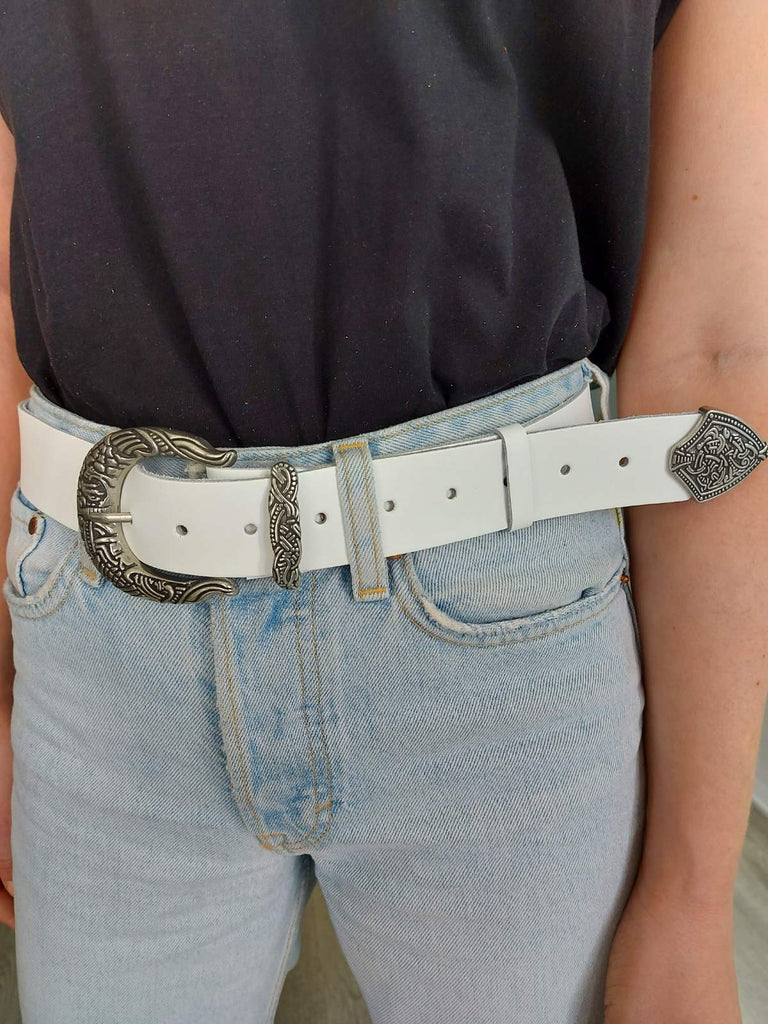 Orchid Leather Belt White - Bonendis